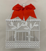 Small cage with pink ribbon